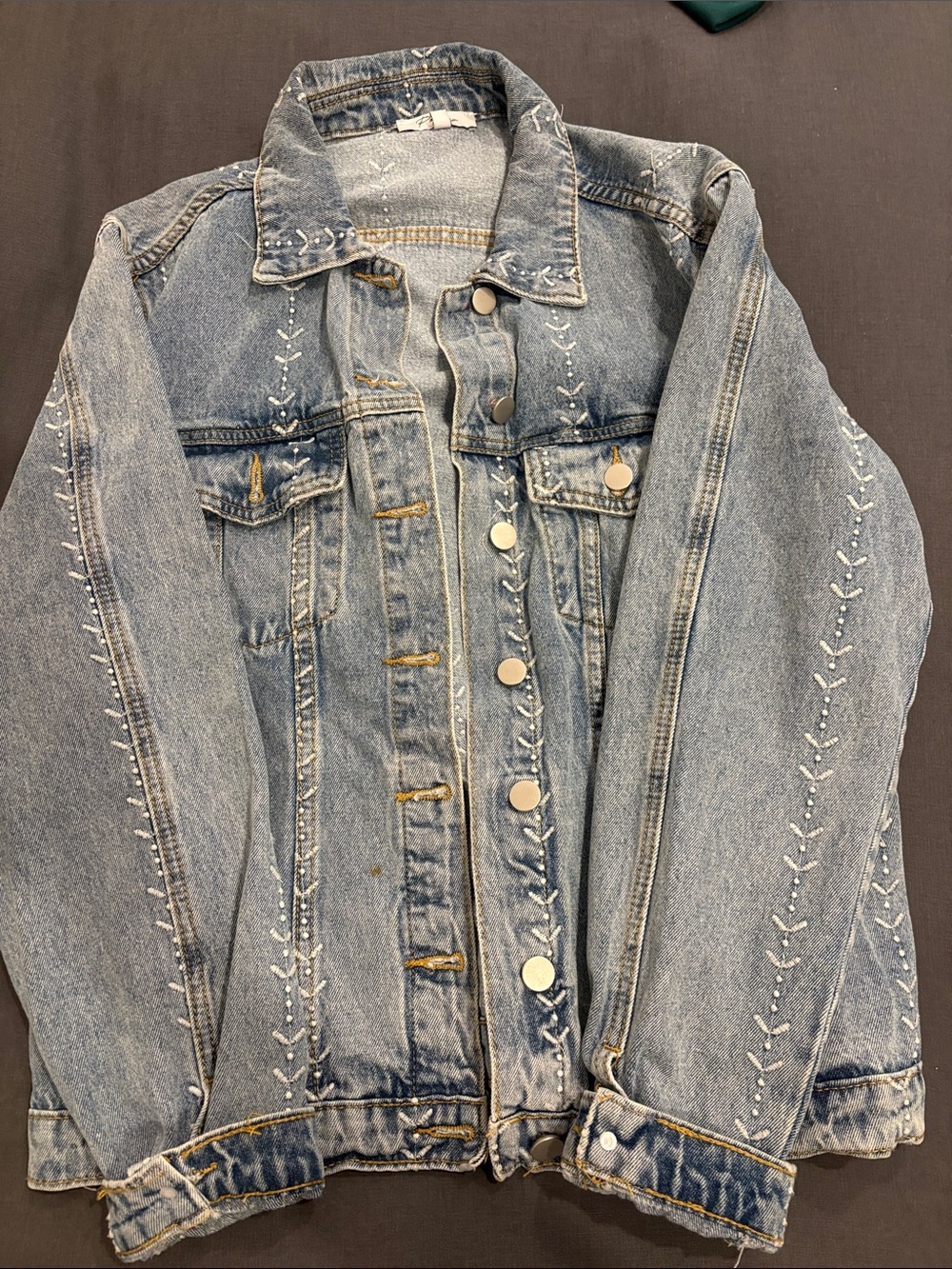 Polagram Light Blue Embroidered Denim Jacket